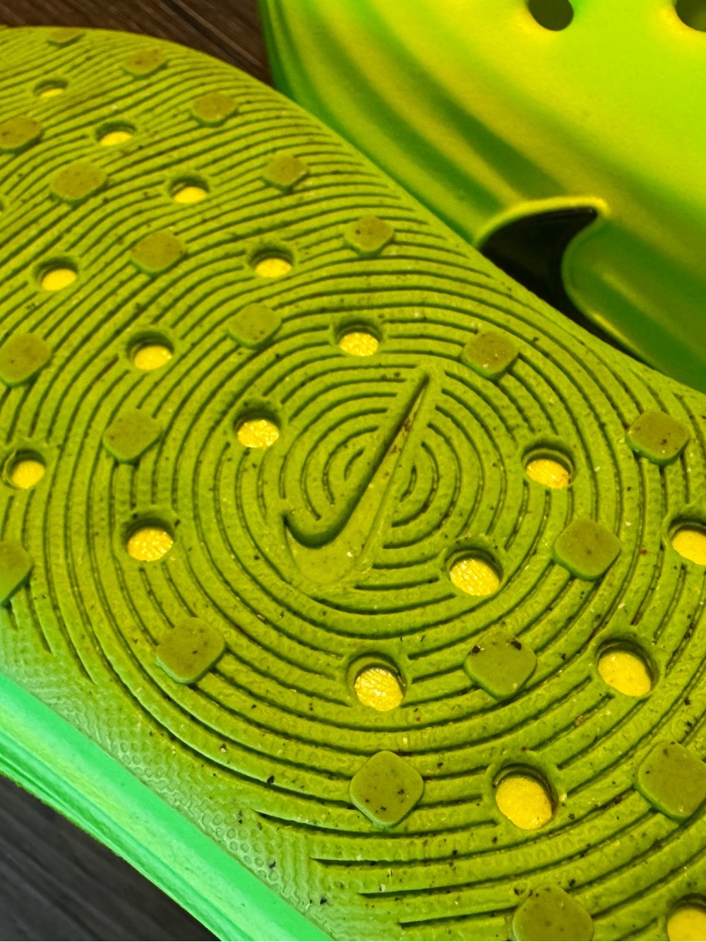 Nike Kids Lime Green Slip-On Water Clog with Black Swoosh - Picture 4 of 4